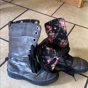 Doc Marten Floral Print Combat Boot